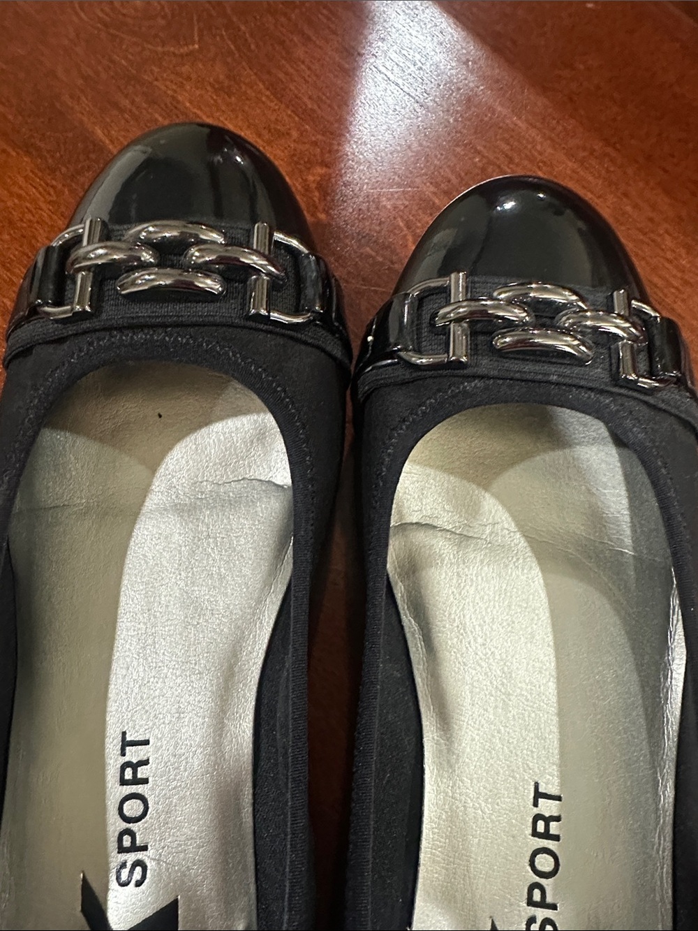 Anne Klein Women's Black Patent Cap-Toe Flats - Picture 6 of 16